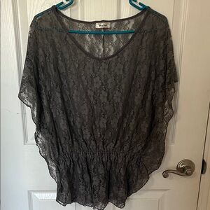 Gray Lace Peplum Women's Top